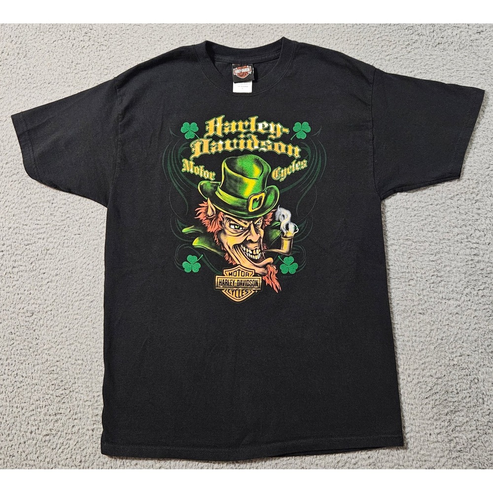 Harley Davidson Seminole Harley Sanford FL Leprechaun Black T Shirt Size Large
